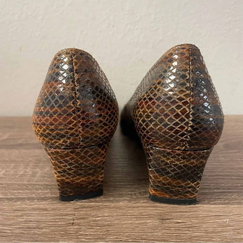 Stuart Weitzman Snakeskin Wedge Pumps, Size 6.5N
